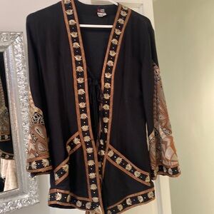 Lotta Stenson boho style jacket with rope tie detail .sleeve / collar design